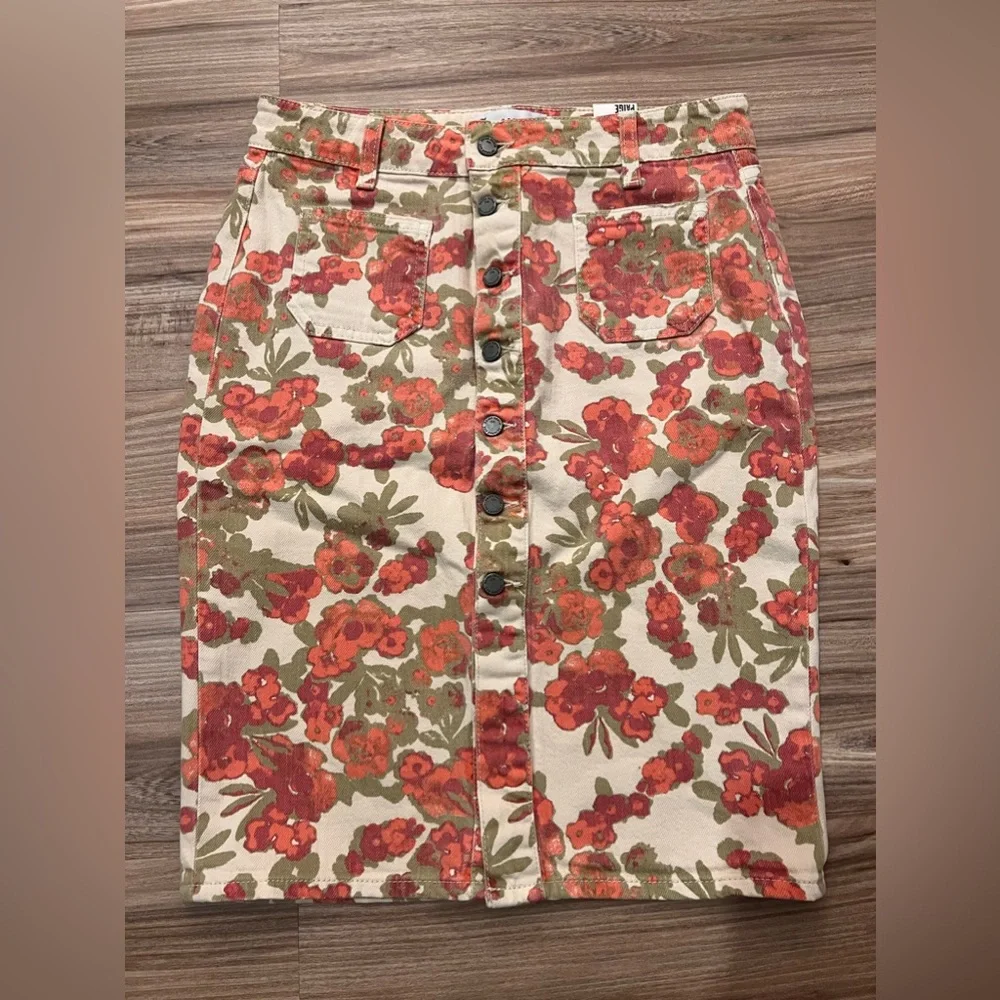 Paige Demin Floral Skirt 26 - Picture 1 of 5